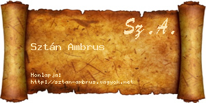Sztán Ambrus névjegykártya